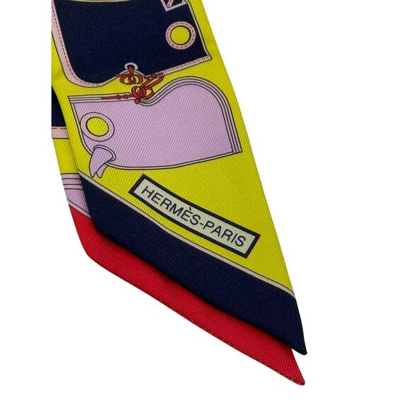 Hermes 100% Silk Twilly*Yellow, Pink, Red - Picture 3 of 7